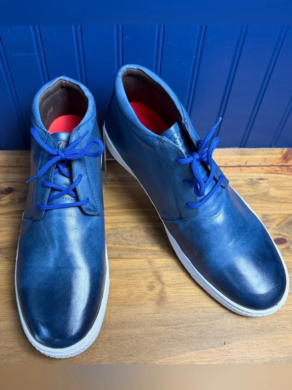 Sandro Moscoloni Hash Men’s 11.5 D Blue Leather Chukka Sneakers Shoes